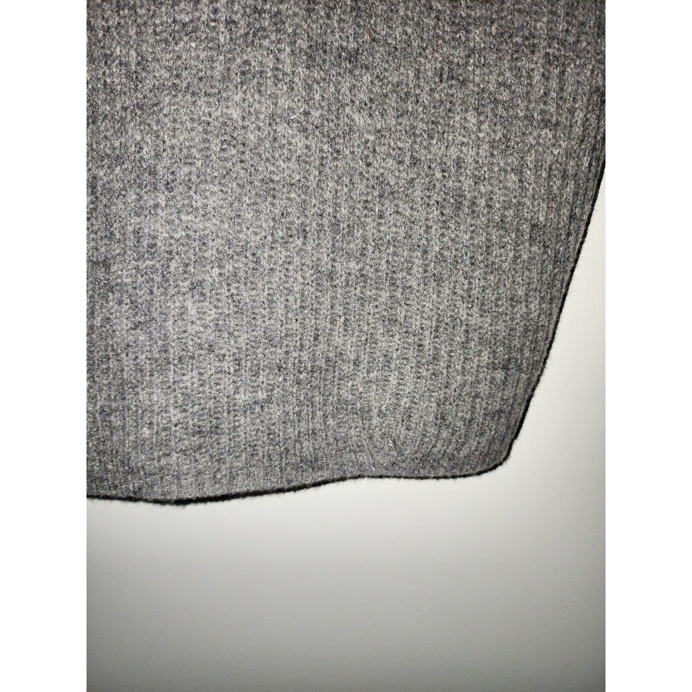 Madewell Womens Wool Long V-Neck Sweater M Gray Droptail Rib-Stitch Knit *FLAWS* - Picture 9 of 10